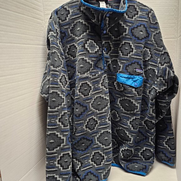 Mens Patagonia Synchilla Aztec Fleece Snap Button Pullover Women Gray Unisex XXL - Picture 2 of 16